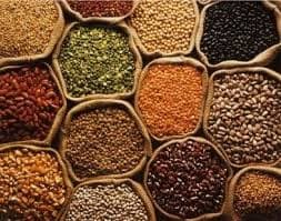 Assortment of organic grains and pulses